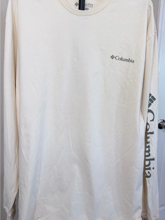 Columbia Other - Columbia Men's 2XLT Beige Crew Neck Long Sleeve Cotton Knit Logo T-Shirt